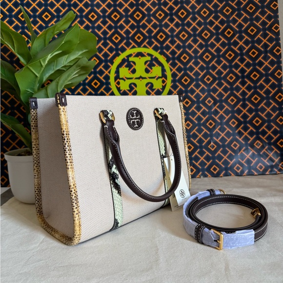NWT Tory Burch blake canvas embossed small tote 163053 - Picture 4 of 14
